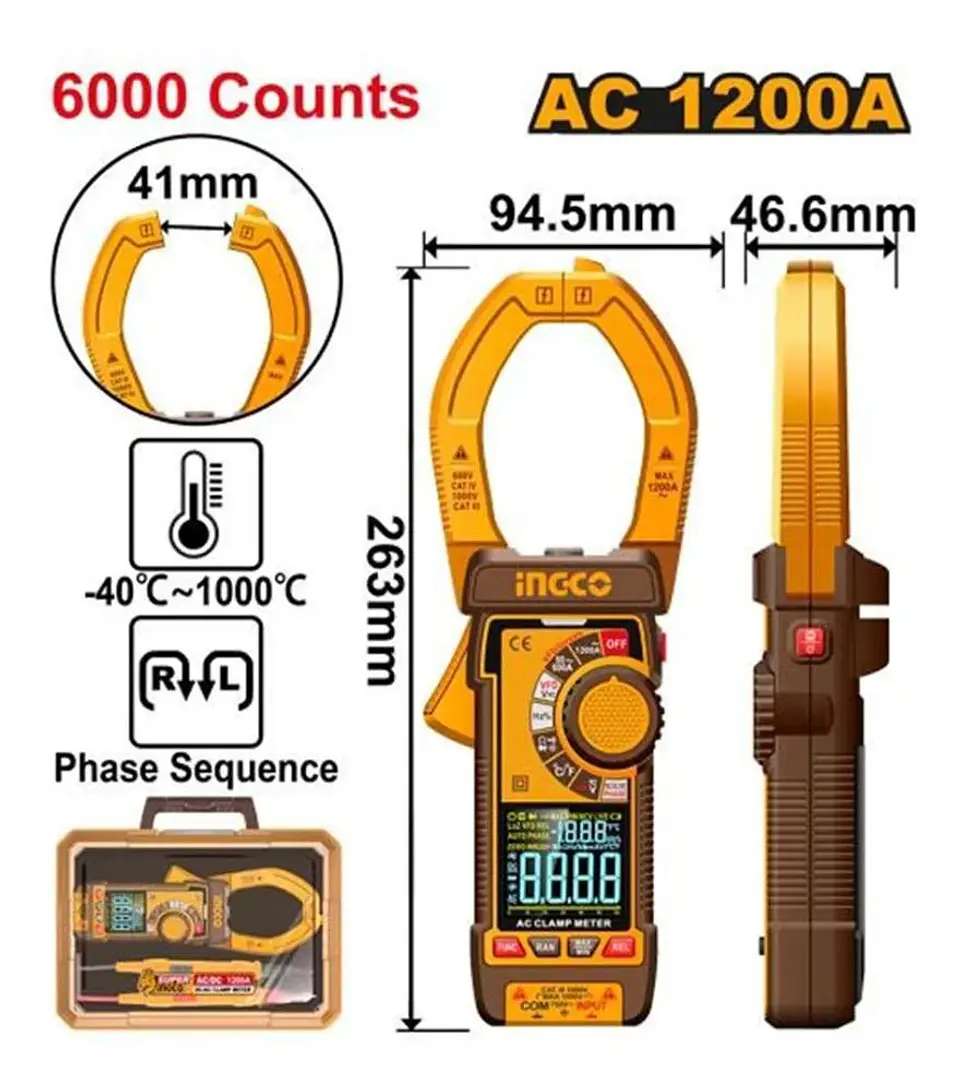 Tester Tenaza Pinza Amperimetro Multimetro Digital 1000a Ing 4