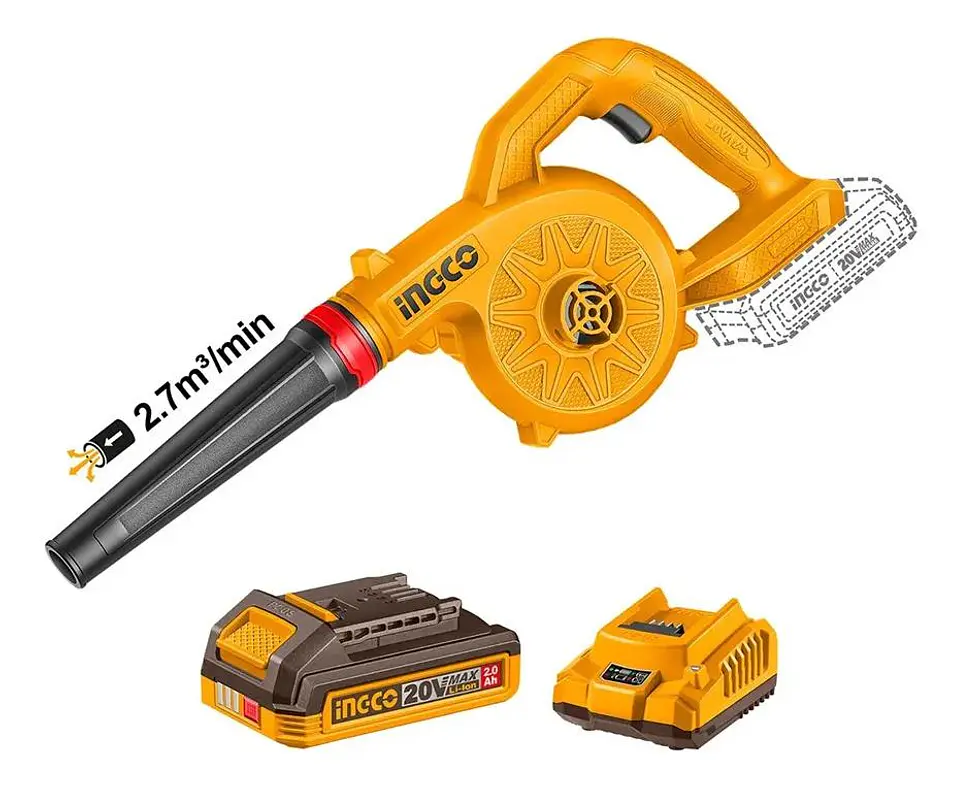 Soplador Inalambrico 20v 2.7 M3 Ingco Bat + Carg Cabli20781 Marrón 2