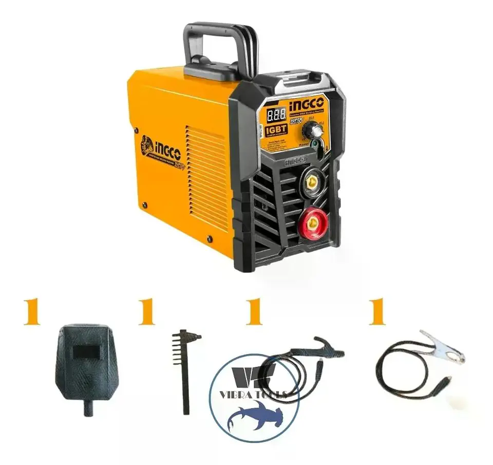 Soldadora Inverter Eléctrica Ingco 130 A Mma + Máscara + Acc Naranja Claro 5
