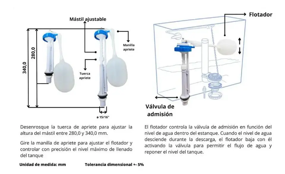 Valvula Carga Wc Admision Estanque 15/16 Con Flotador Taumm 4