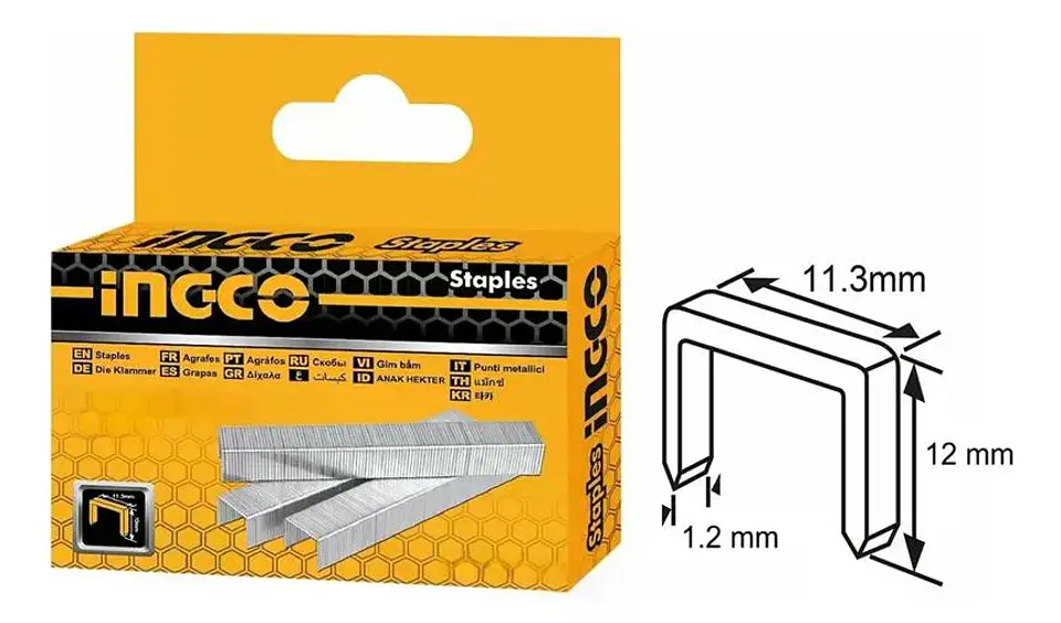 Grapas Grampas 12x1.2mm 1000 Und Para Hsg1403 Ingco Sts0108 Plateado 2