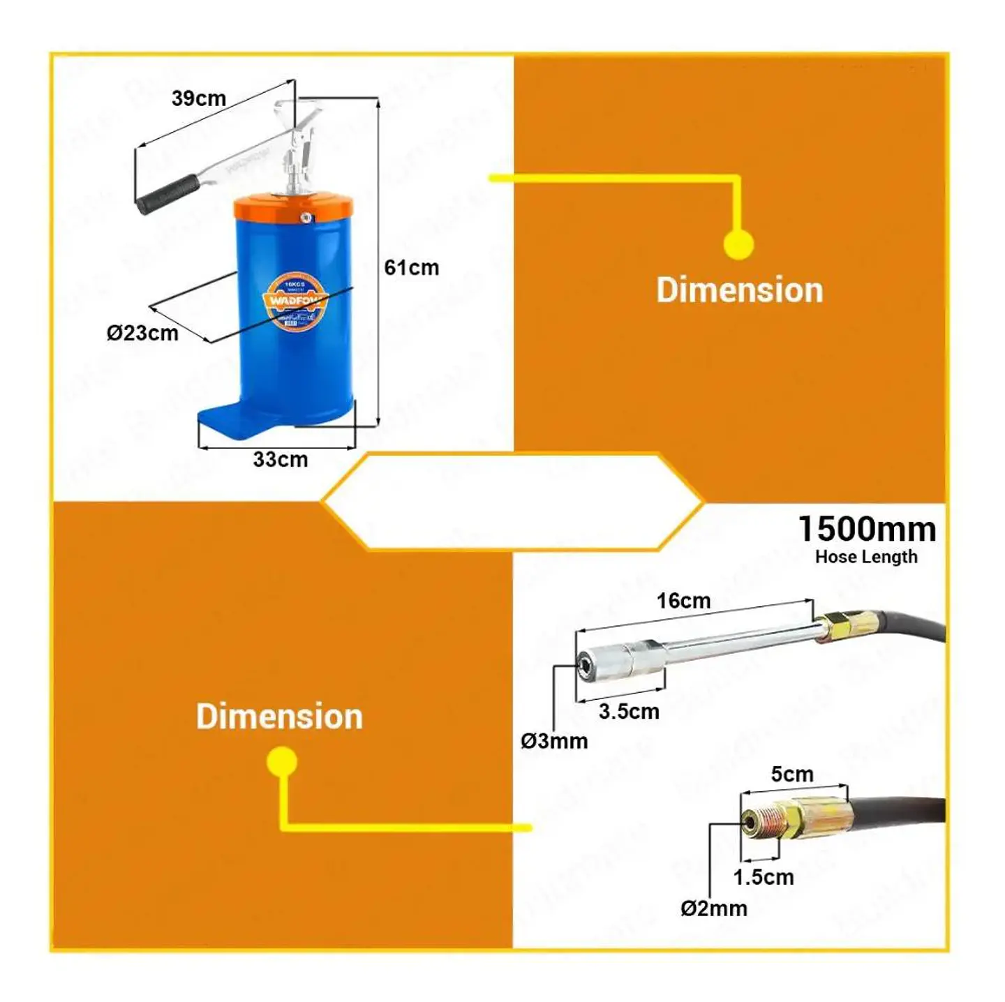 Lubricador De Grasa Manual 16 Kg Wadfow Engrasadora Manivela 6