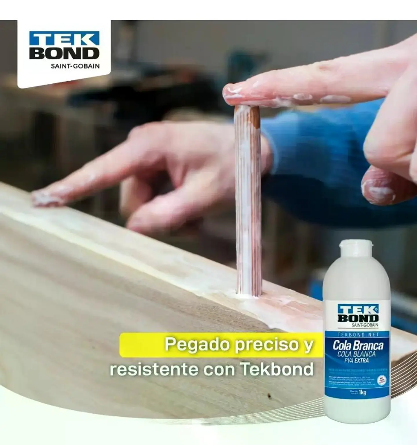Pegamento Pva Blanco Tekbond 1 Kg Para Madera Papel Mdf 10