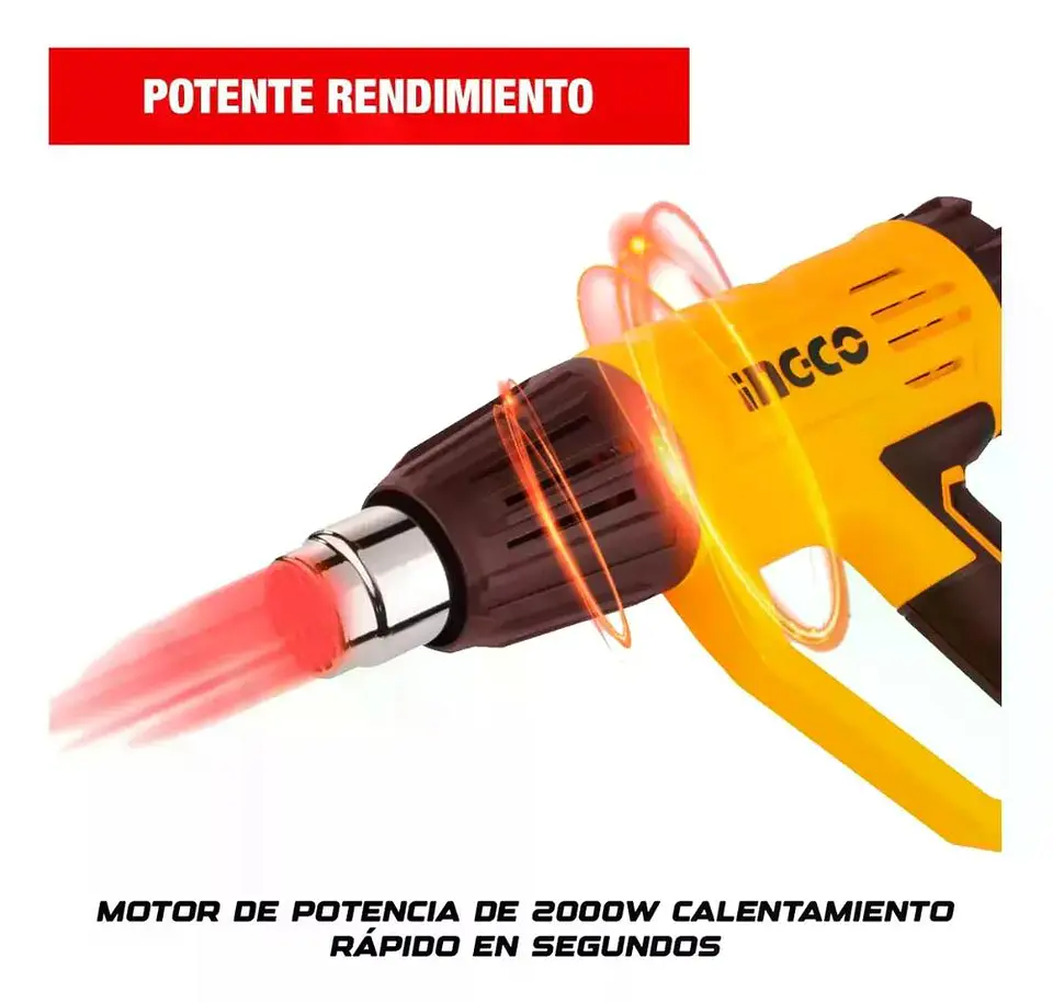 Pistola De Calor Digital Ingco 2000w 50/600 C +acc Hg2000581 3