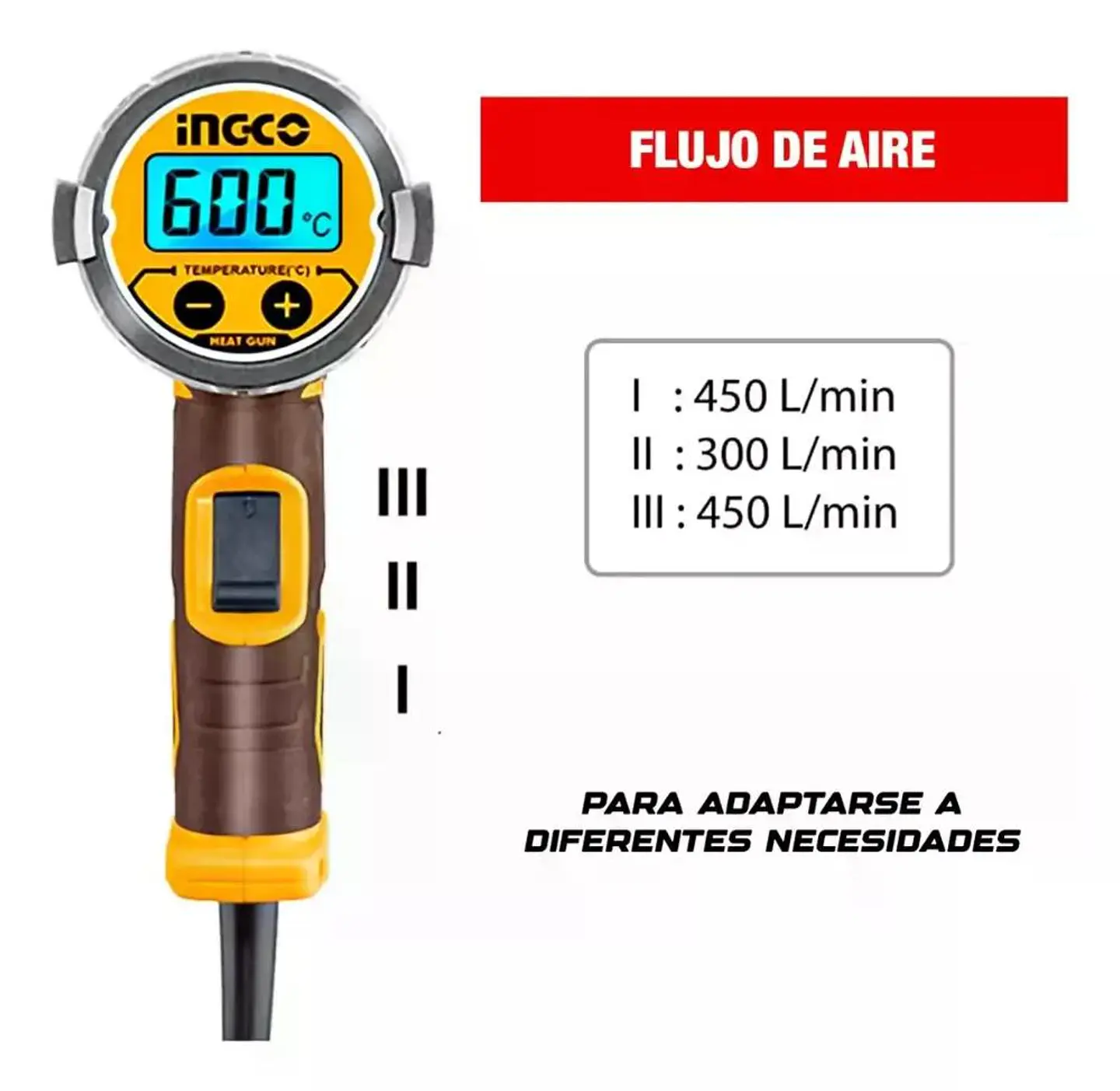 Pistola De Calor Digital Ingco 2000w 50/600 C +acc Hg2000581 5