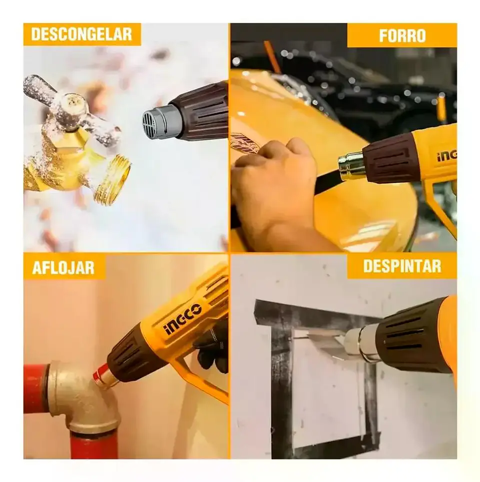 Pistola De Calor Digital Ingco 2000w 50/600 C +acc Hg2000581 8