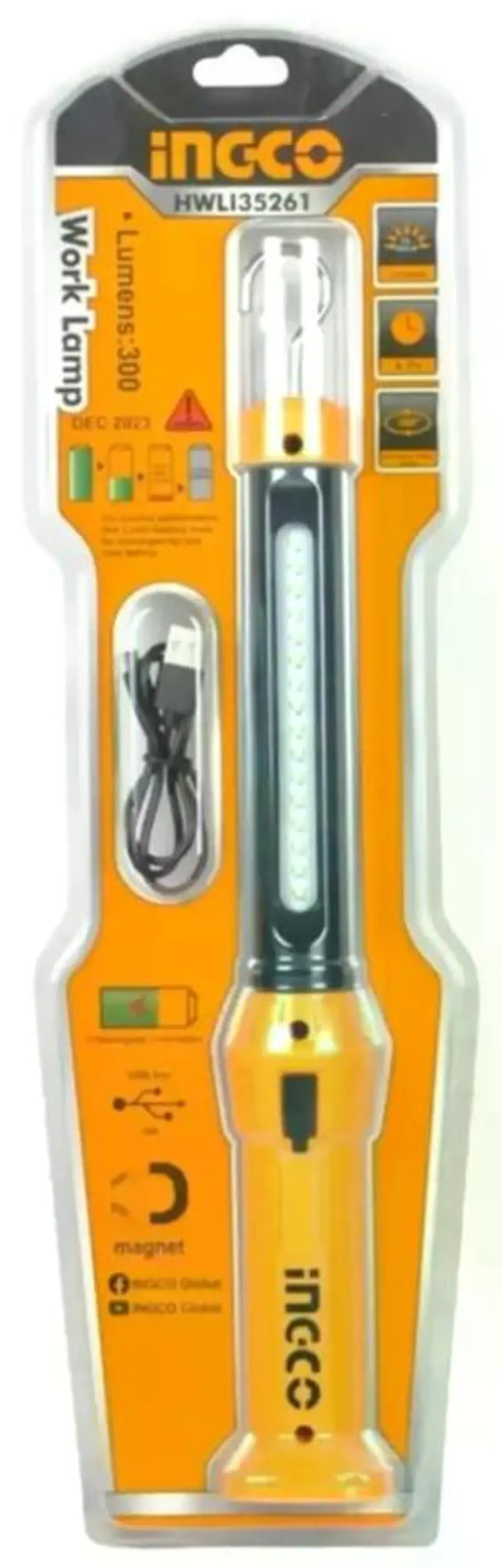 Linterna Lámpara De Trabajo Led Ingco Recargable 300 Lm Blanco 1