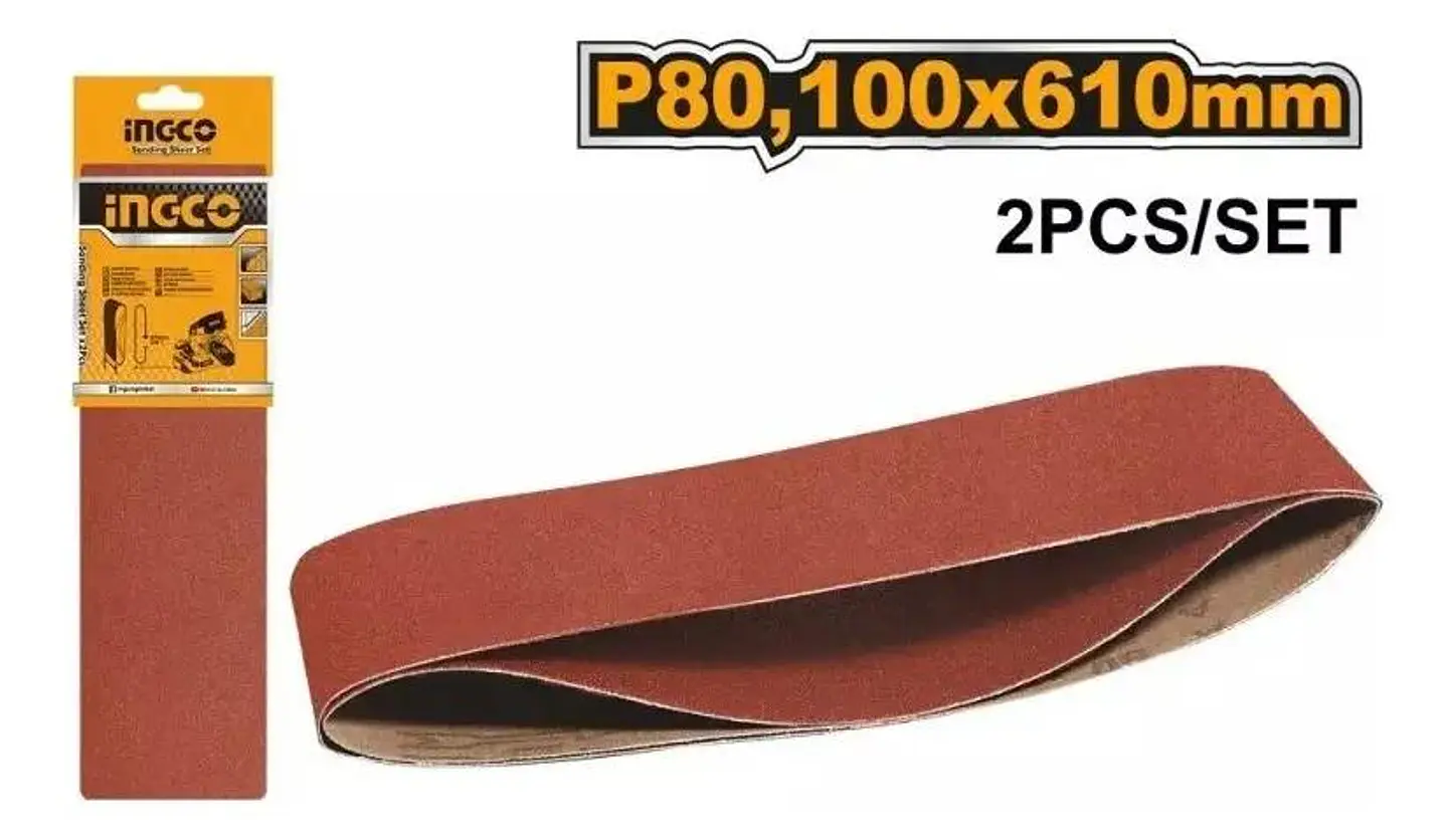 Lijas Banda Ingco Bsp020801 2 Unidades 610x100mm Grano 80 80 1