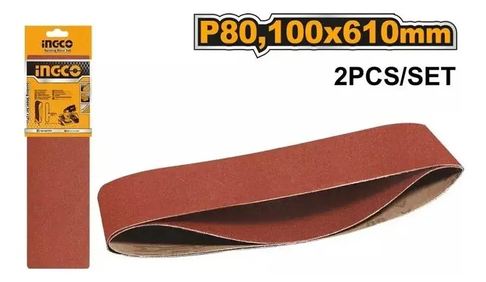 Lijas Banda Ingco Bsp020801 2 Unidades 610x100mm Grano 80 80 1