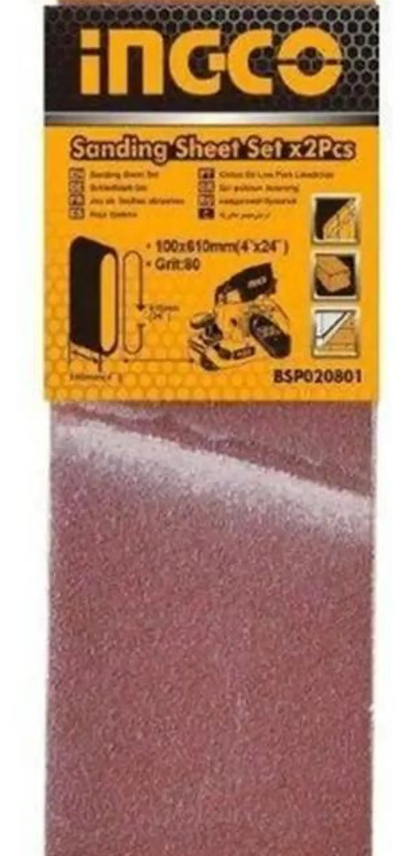Lijas Banda Ingco Bsp020801 2 Unidades 610x100mm Grano 80 80 4