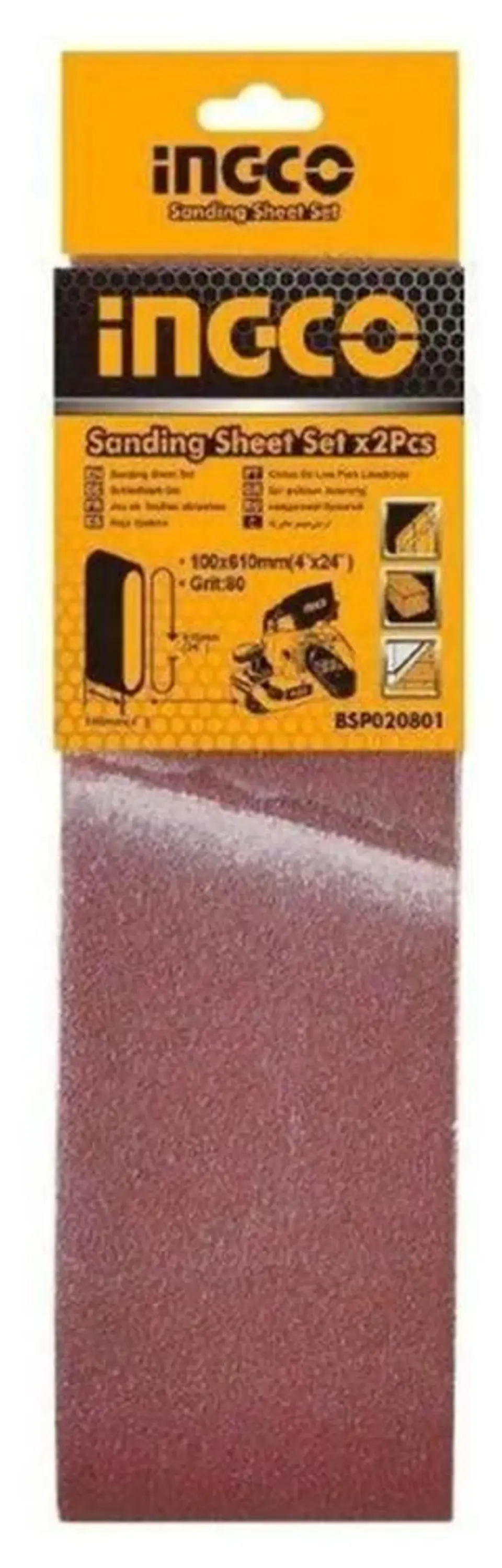 Lijas Banda Ingco Bsp020801 2 Unidades 610x100mm Grano 80 80 4