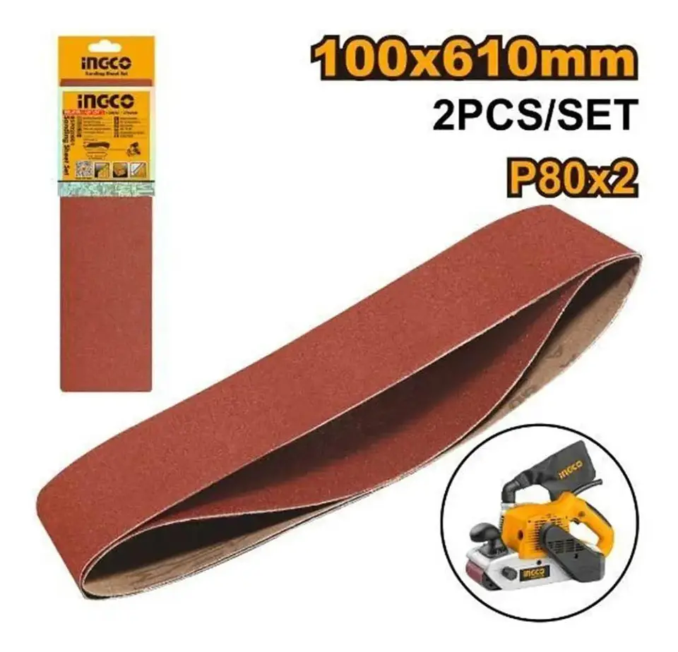 Lijas Banda Ingco Bsp020801 2 Unidades 610x100mm Grano 80 80 6