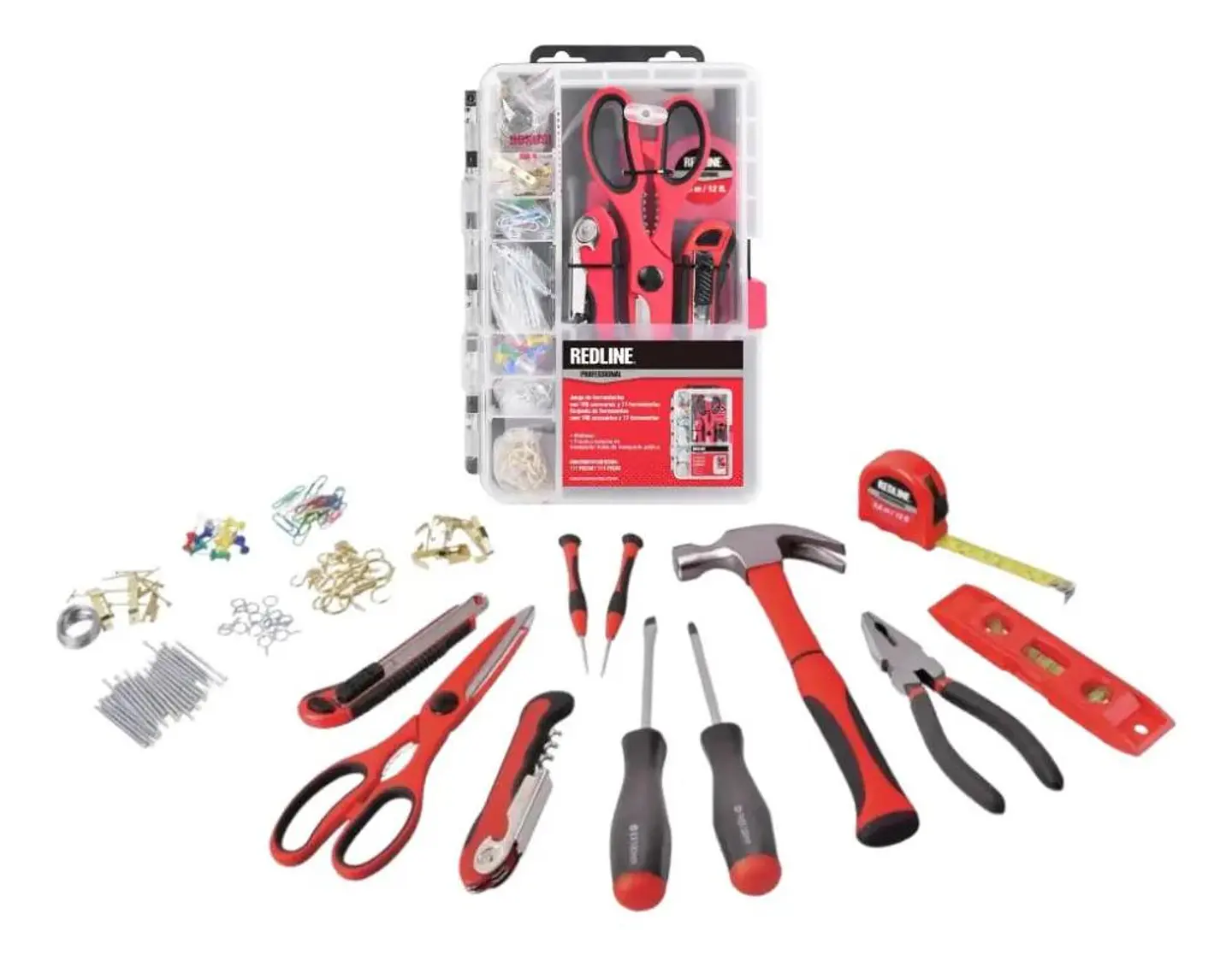 Set De 11 Herramientas Manuales Redline + 100 Accesorios 1