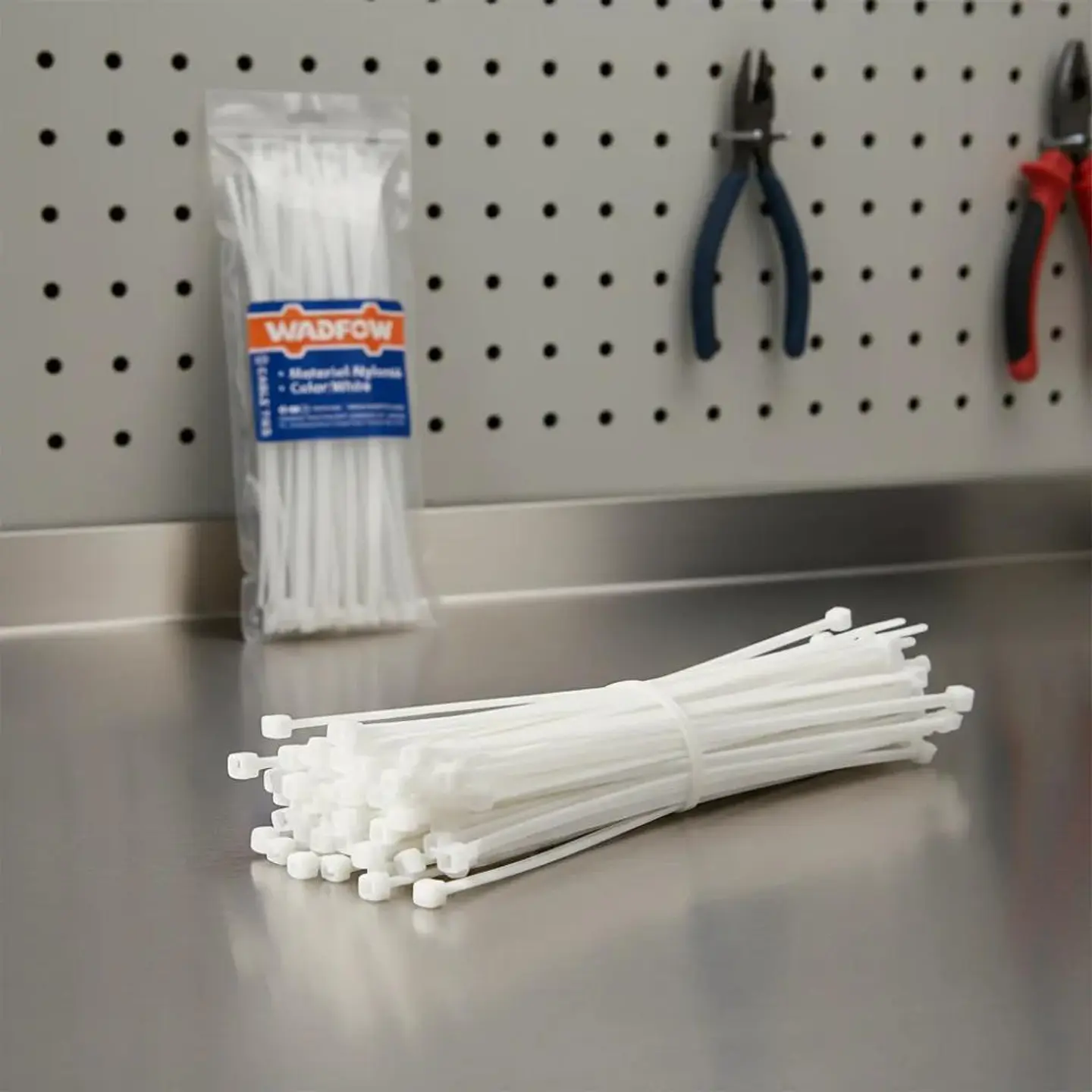 Set De 100 Amarras Plasticas Wadfow 4.8x300 Mm 22 Kg Blanco Blanco 1