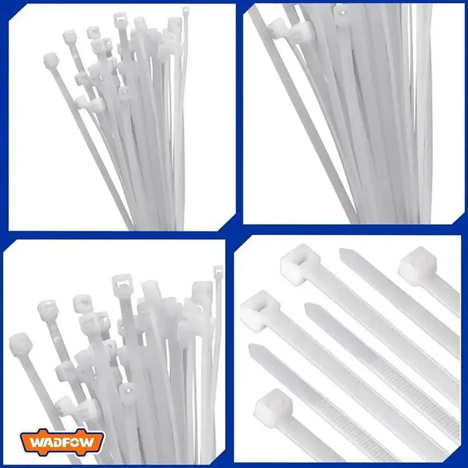 Set De 100 Amarras Plasticas Wadfow 4.8x300 Mm 22 Kg Blanco Blanco 4