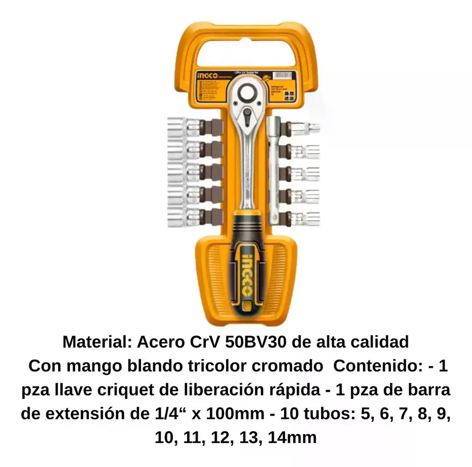Set Dados De Llaves Ingco 12 Pzas. Hkts14122 Color Amarillo Amarillo 6