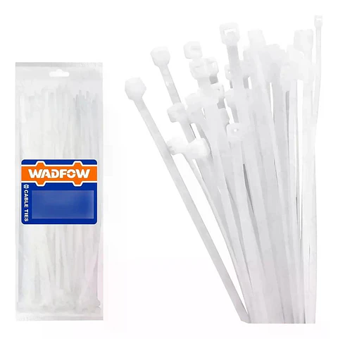 Set De 100 Amarras Plasticas Wadfow 7.2x400 Mm 45 Kg 4-105mm Blanco