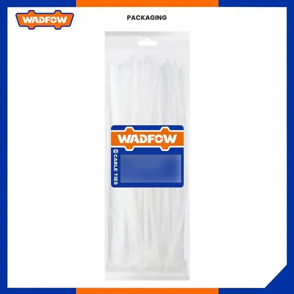 Set De 100 Amarras Plasticas Wadfow 7.2x400 Mm 45 Kg 4-105mm Blanco 3