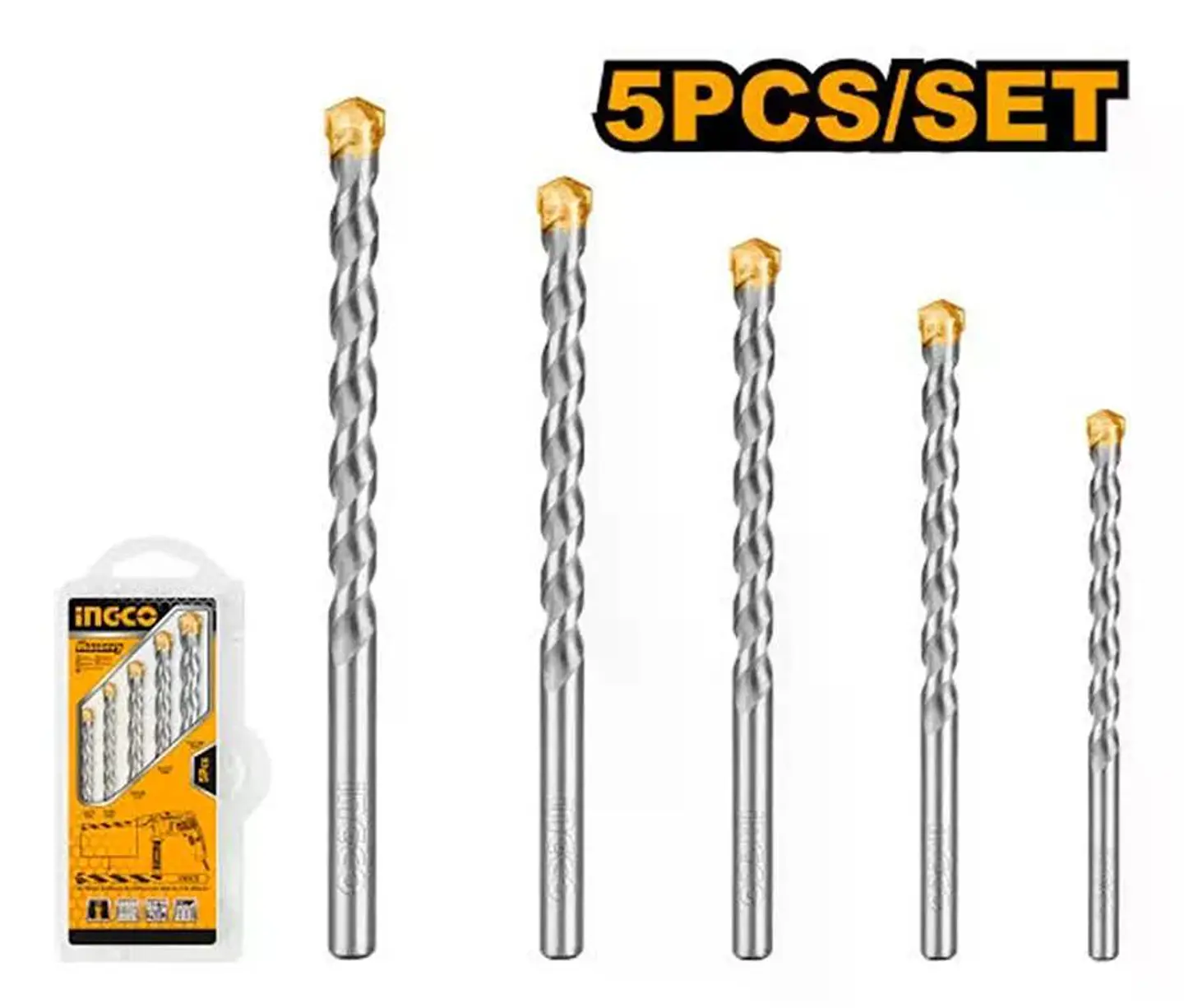 Set Brocas Para Concreto Cemento Ladrillo 5 Pz 4-10 Mm Ingco 3