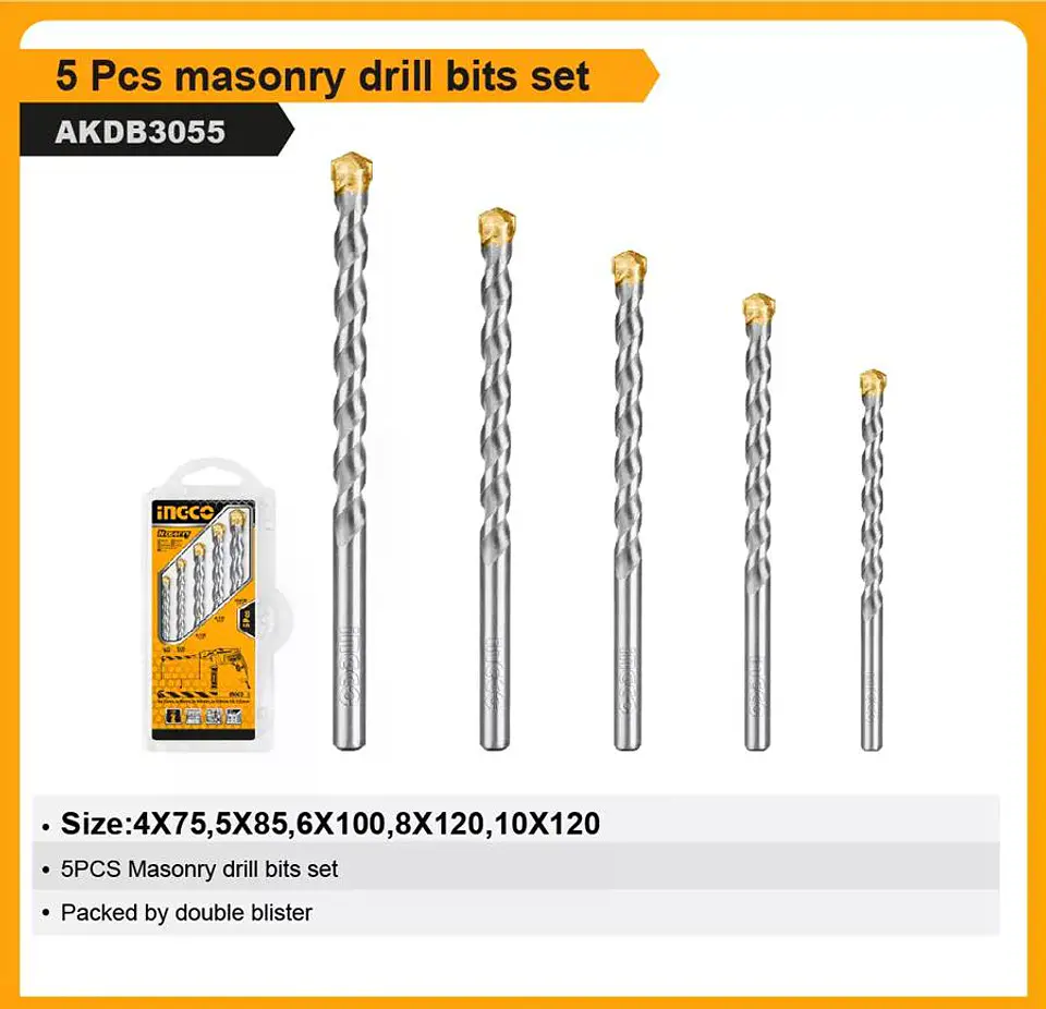 Set Brocas Para Concreto Cemento Ladrillo 5 Pz 4-10 Mm Ingco 5
