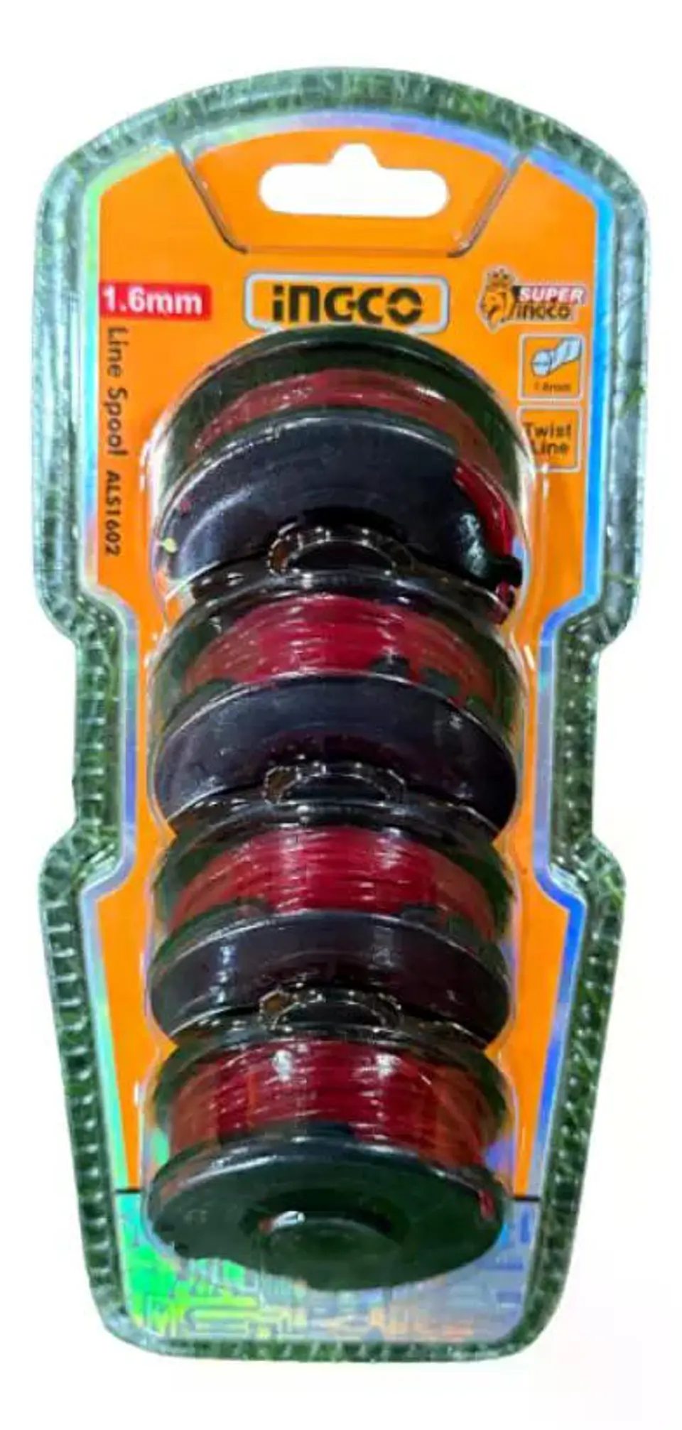 Set 4 Carretel Hilo Tanza Ingco Bordeado Orilladora 1.6mmx5m Negro Rojo 4