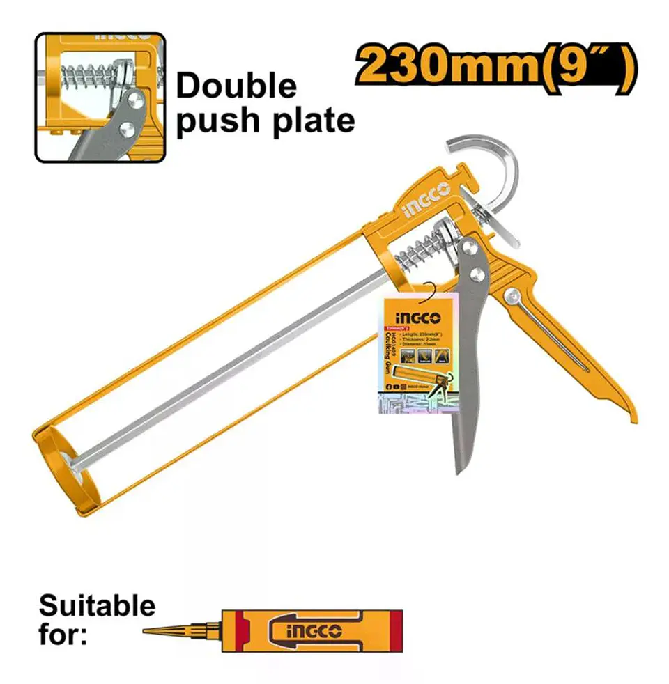 Pistola Para Aplicar Silicona 9'' Ingco Hcg1409 8