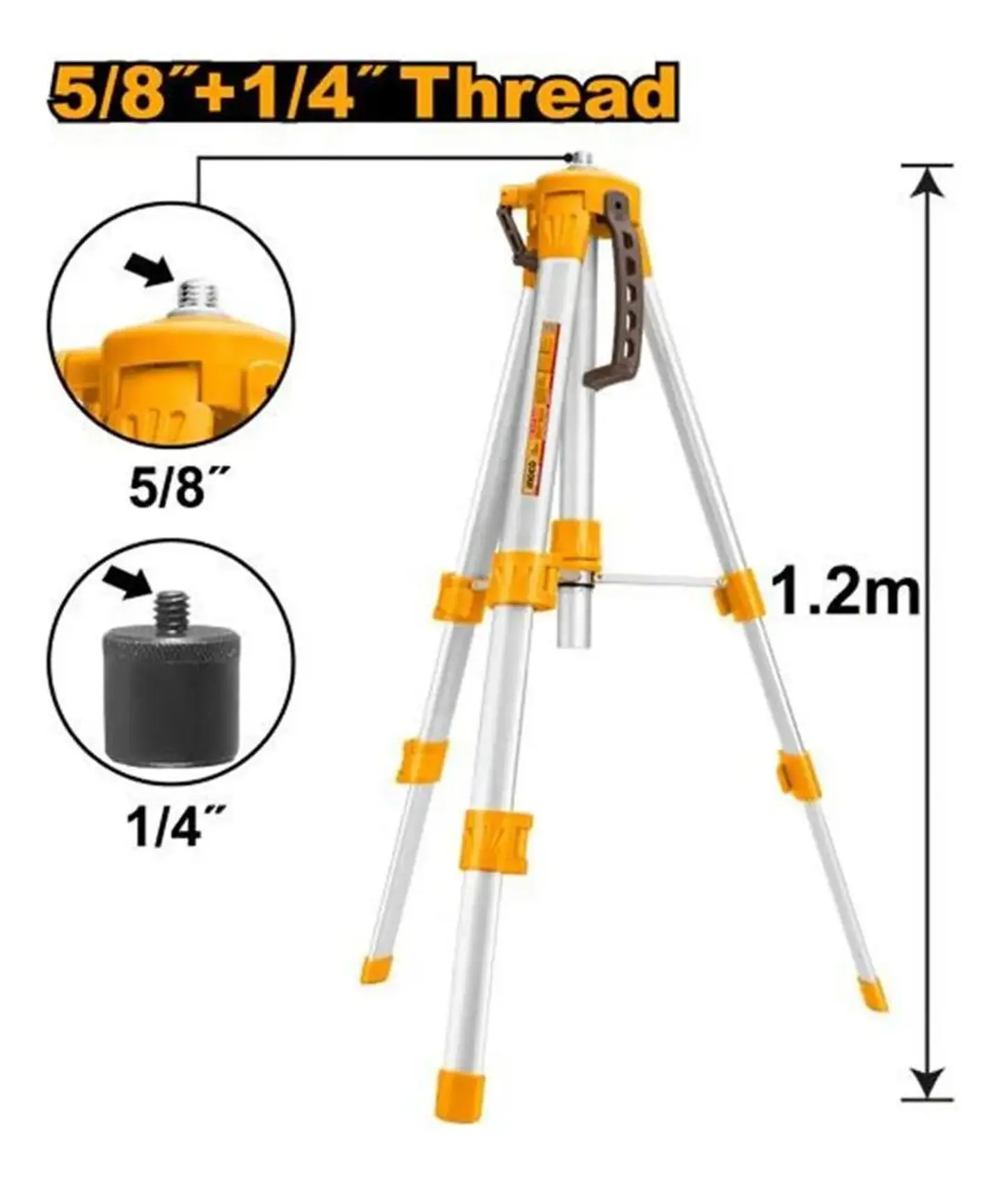 Tripode Para Nivel Laser 1,2 M 5/8 Y 1/4 Pul Ingco Hllt01152 2