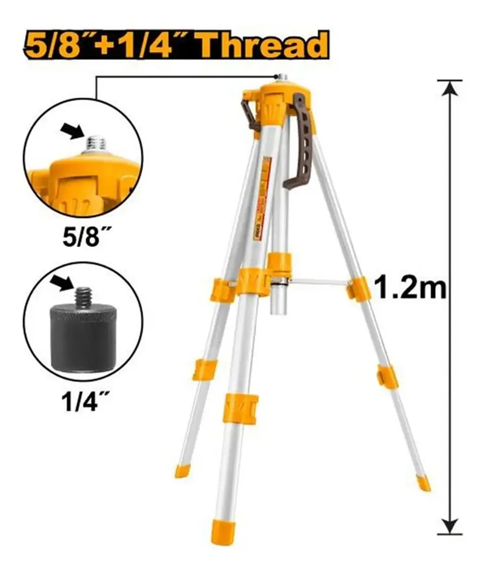 Tripode Para Nivel Laser 1,2 M 5/8 Y 1/4 Pul Ingco Hllt01152 2