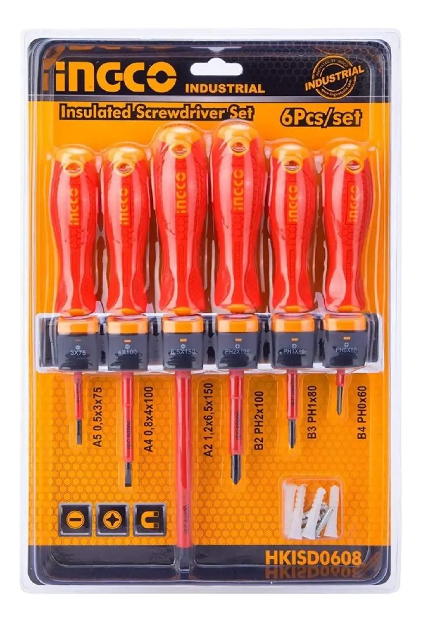 Set Destornilladores Electricos Aislado 6pcs Ingco Hkisd0608 12