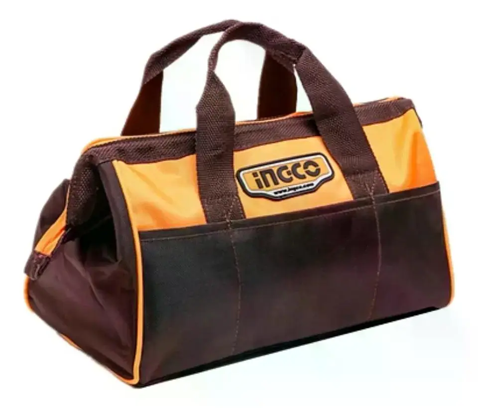 Bolso De Herramientas Ingco 14 Bolsillos 16 Pulgadas 15 Kg  Marrón Oscuro 6