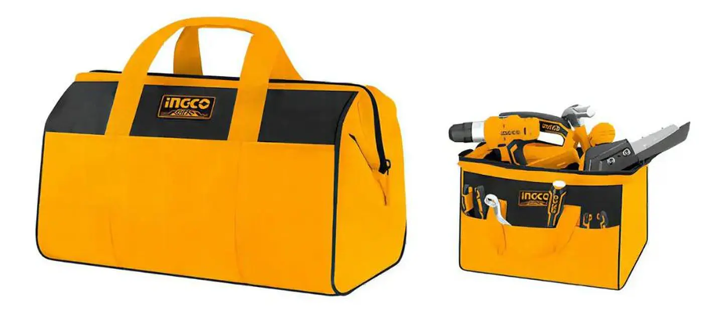 Bolso De Herramientas Ingco 14 Bolsillos 16 Pulgadas 15 Kg  Marrón Oscuro 9