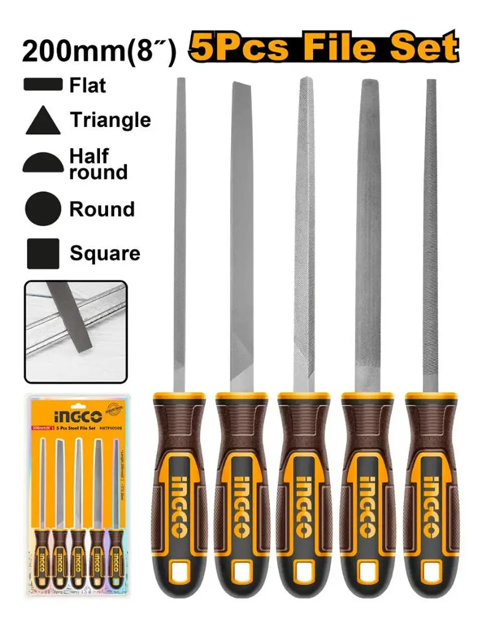 Set De Limatones Para Metal 5 Piezas Ingco 8