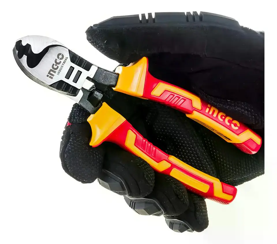Alicate Corta Cables Aislado 6 Pulgadas Ingco Industrial  Amarillo Y Rojo 8