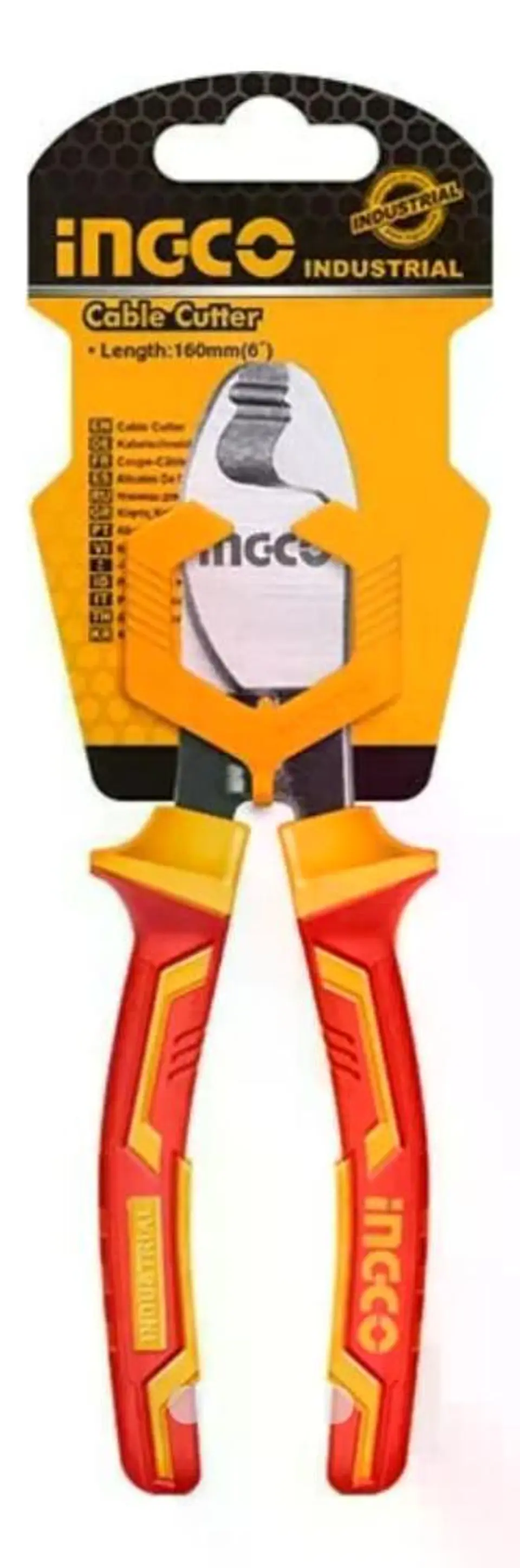 Alicate Corta Cables Aislado 6 Pulgadas Ingco Industrial  Amarillo Y Rojo 10