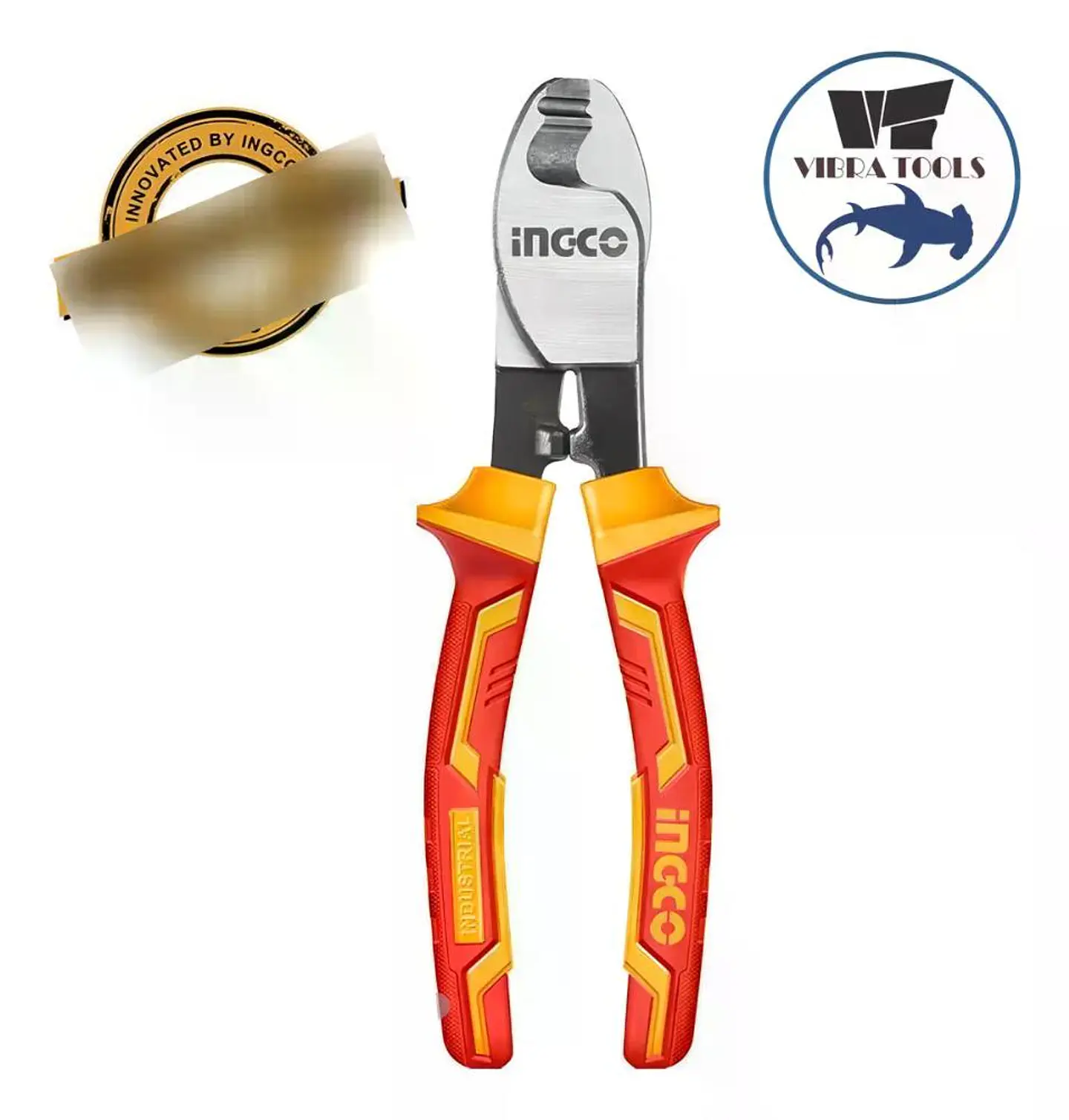 Alicate Corta Cables Aislado 6 Pulgadas Ingco Industrial  Amarillo Y Rojo 11