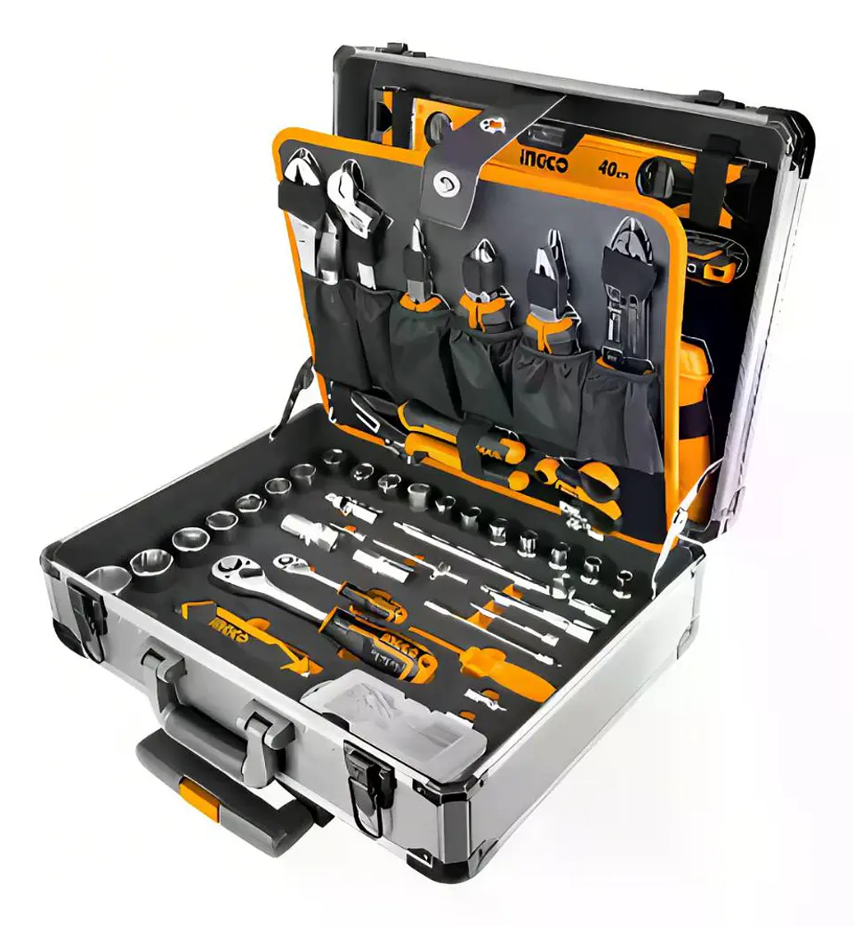 Caja Maleta De Herramientas Manuales Ingco 147 Ac Industrial Plateado 11