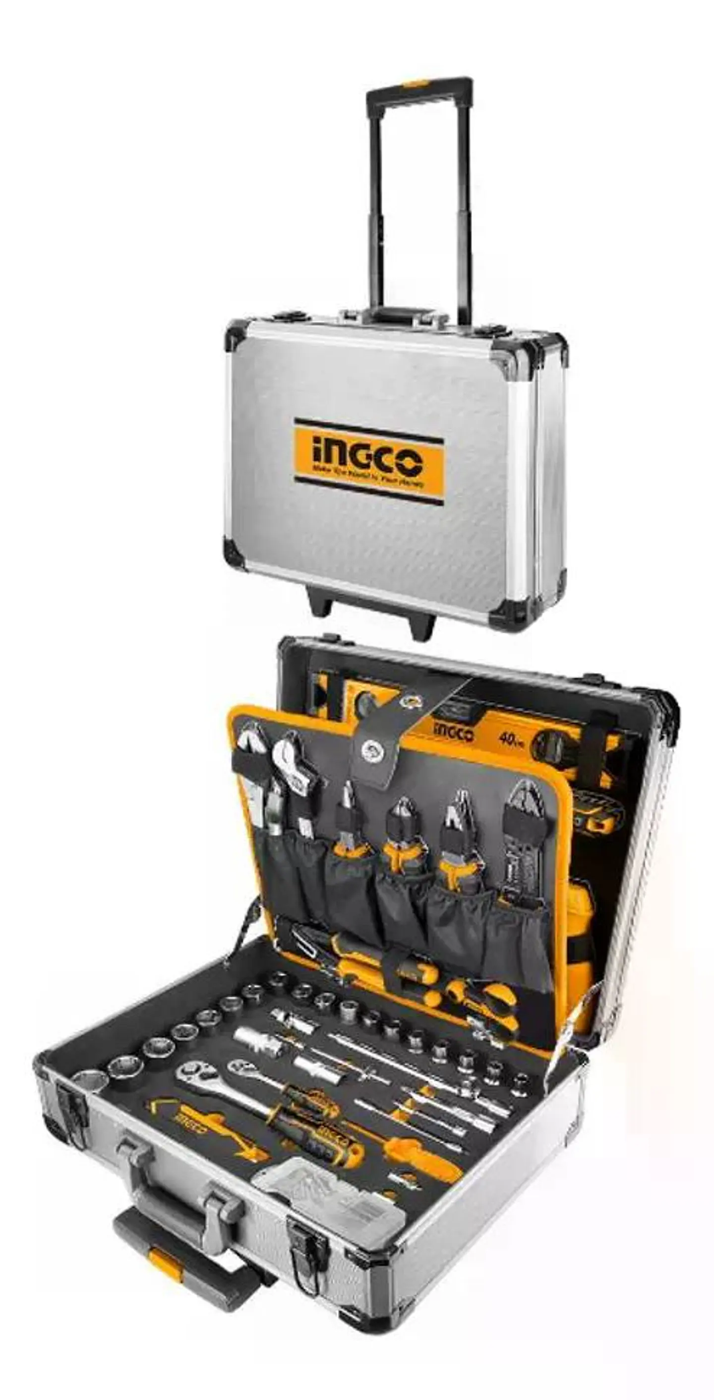 Caja Maleta De Herramientas Manuales Ingco 147 Ac Industrial Plateado 13