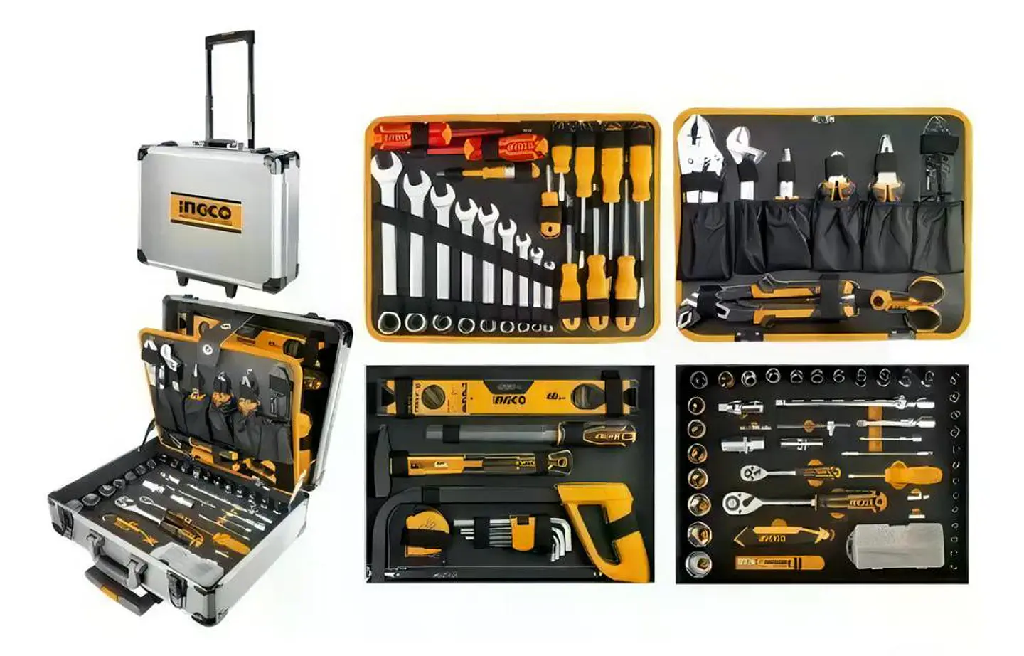 Caja Maleta De Herramientas Manuales Ingco 147 Ac Industrial Plateado 16