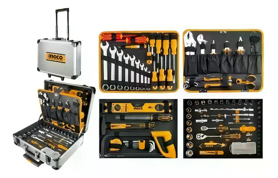 Caja Maleta De Herramientas Manuales Ingco 147 Ac Industrial Plateado 16