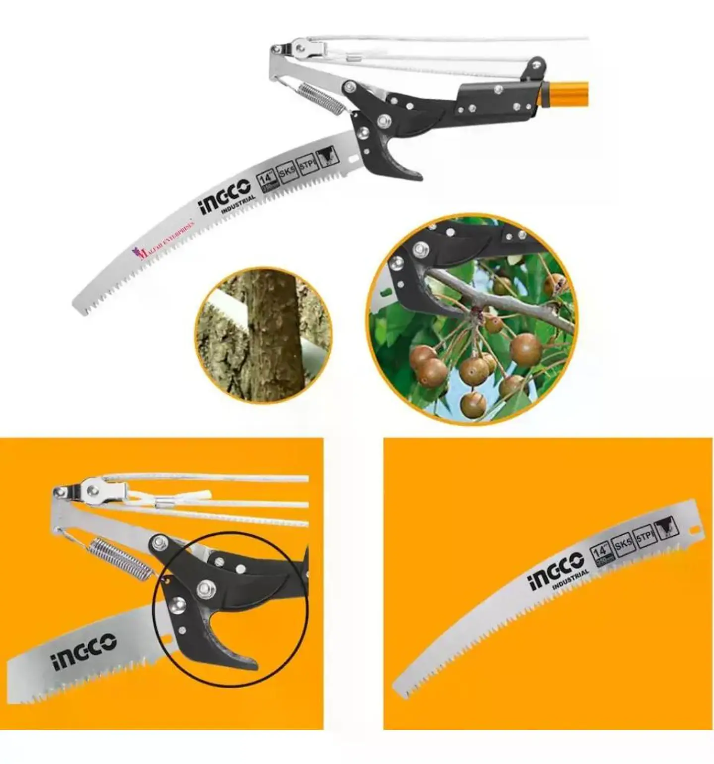 Podador Altura Tijera Serrucho Arboles Ramas Con Mango Ingco 15