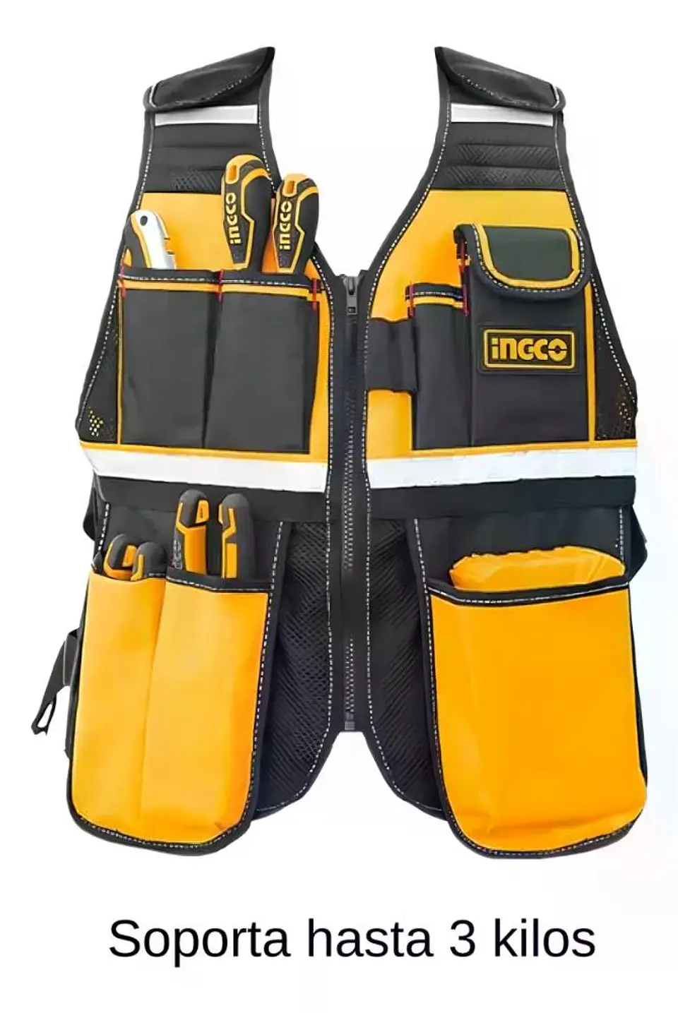 Chaleco Portaherramientas Industrial Ingco 7 Bols Htvt0901 Negro 12