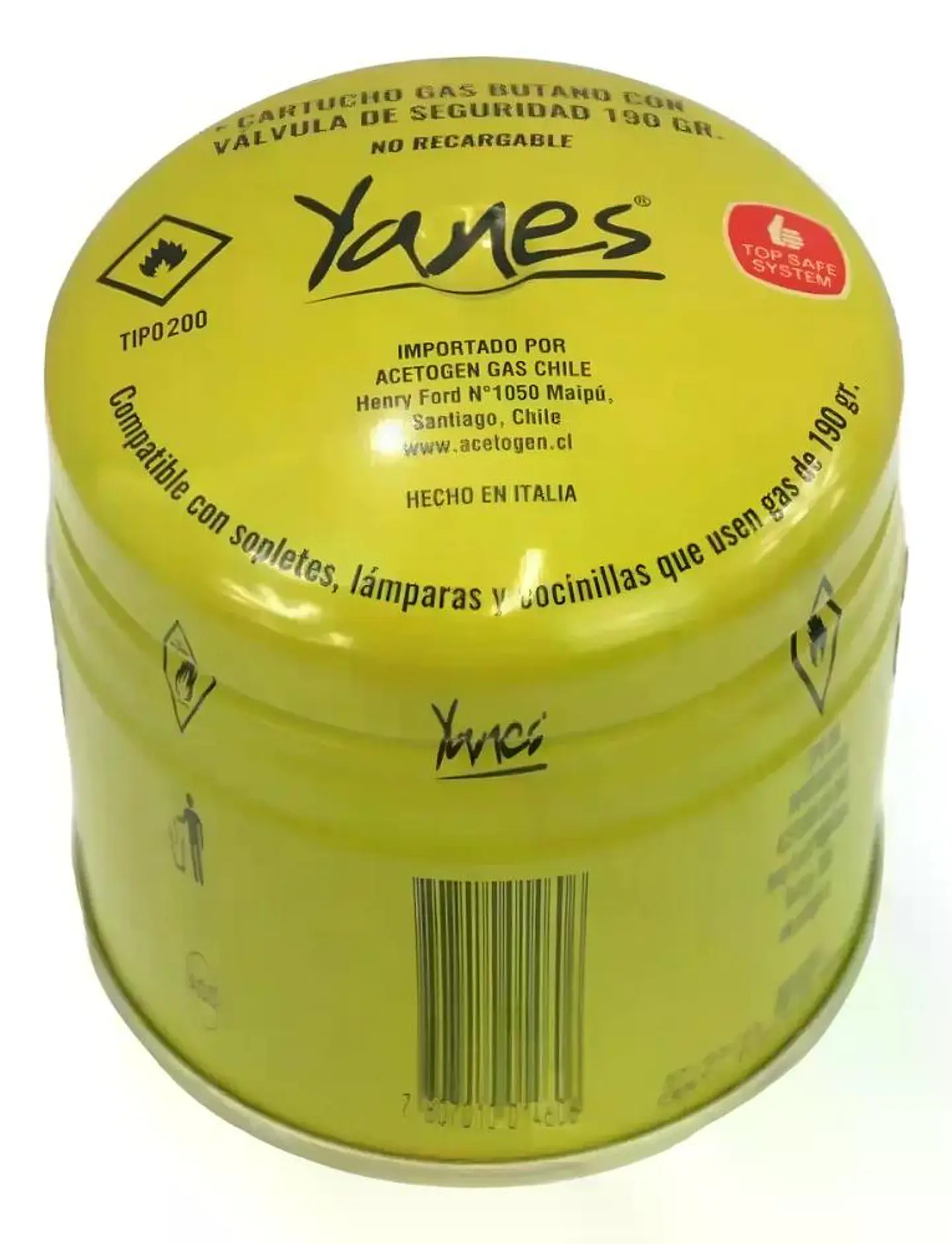 Cartucho Gas Butano C/valvula Seguridad 190gr Yanes 1 Unidad 5