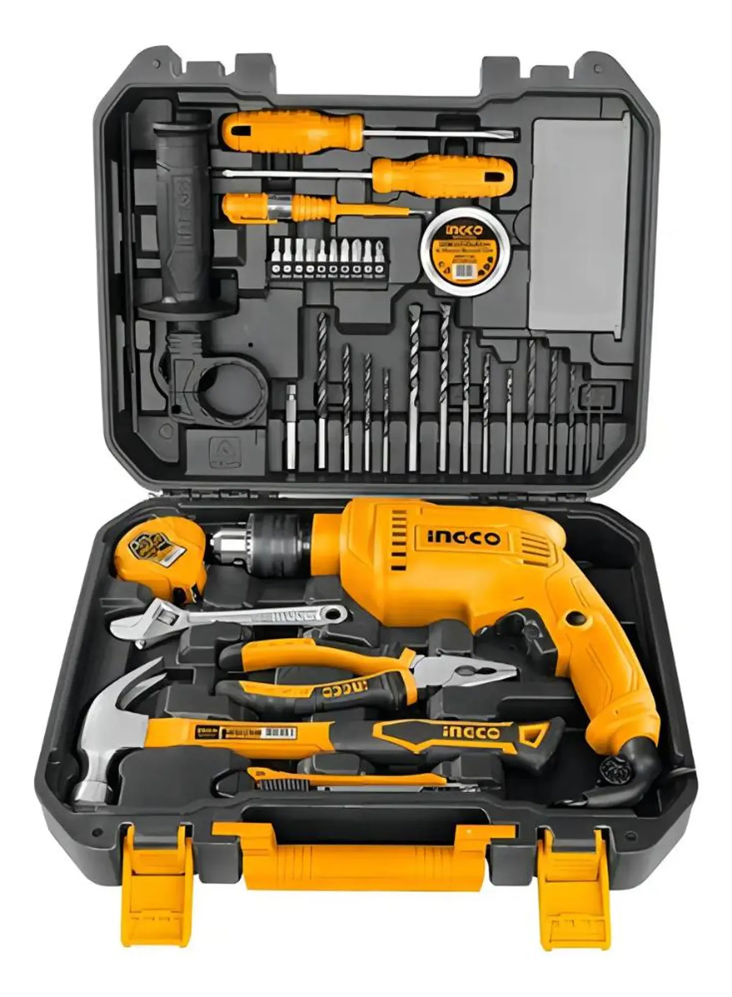 Kit Set Taladro Percutor Eléctrico Ingco 680 W + 115 Piezas  Amarillo 50 60 Hz 6