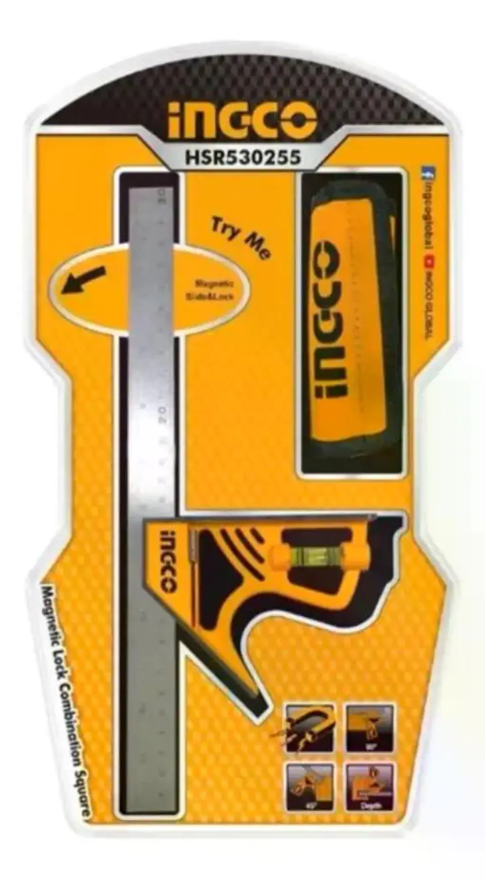 Escuadra De Combinación Magnética Ingco 300mm Naranja Naranja Oscuro 19