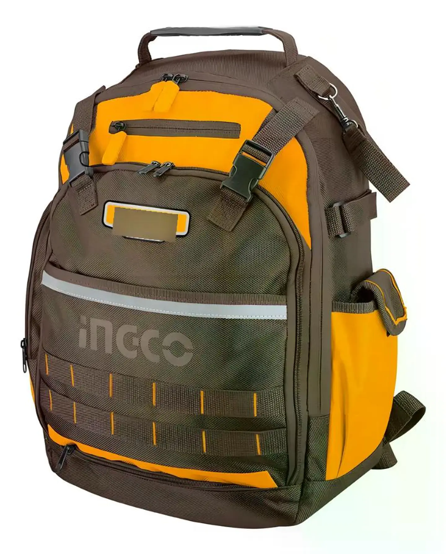 Mochila Porta Herramienta Industrial Ingco 46x38x17 Hbp01028 Naranjo/café 8