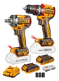 Set Taladro Percutor + Llave De Impacto Ingco +acc Ckli20275 Naranja Claro 20v 50hz/60hz - Miniatura 11