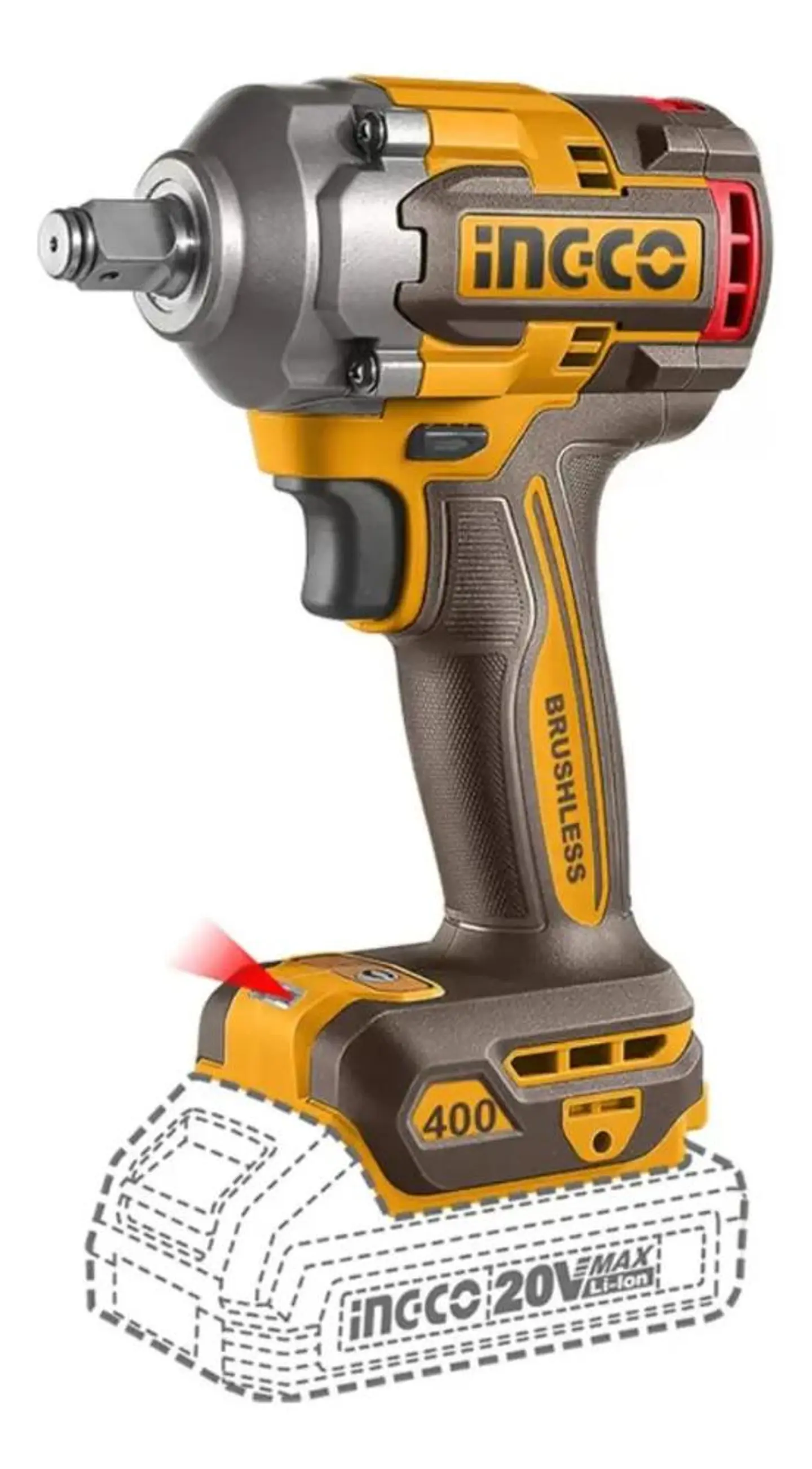 Pistola Llave De Impacto Bl 20v 400 Nm 1/2 Ingco Ciwli20401 Naranja 20v 50 Hz / 60 Hz 11
