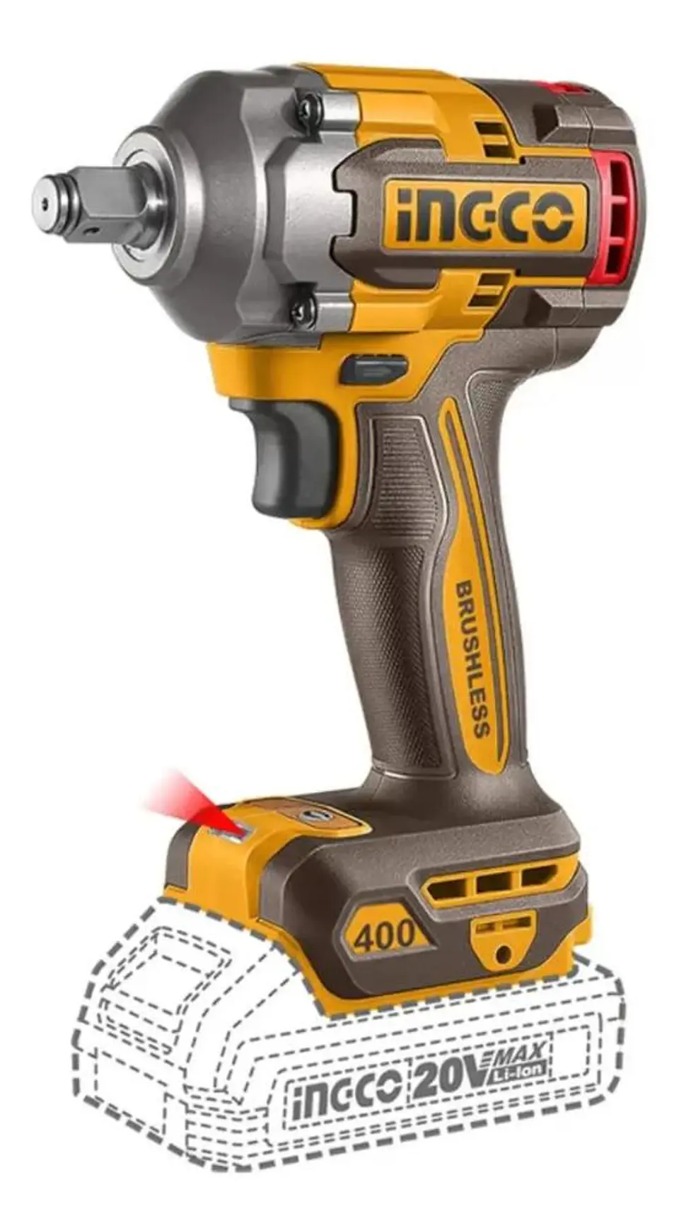 Pistola Llave De Impacto Bl 20v 400 Nm 1/2 Ingco Ciwli20401 Naranja 20v 50 Hz / 60 Hz 11