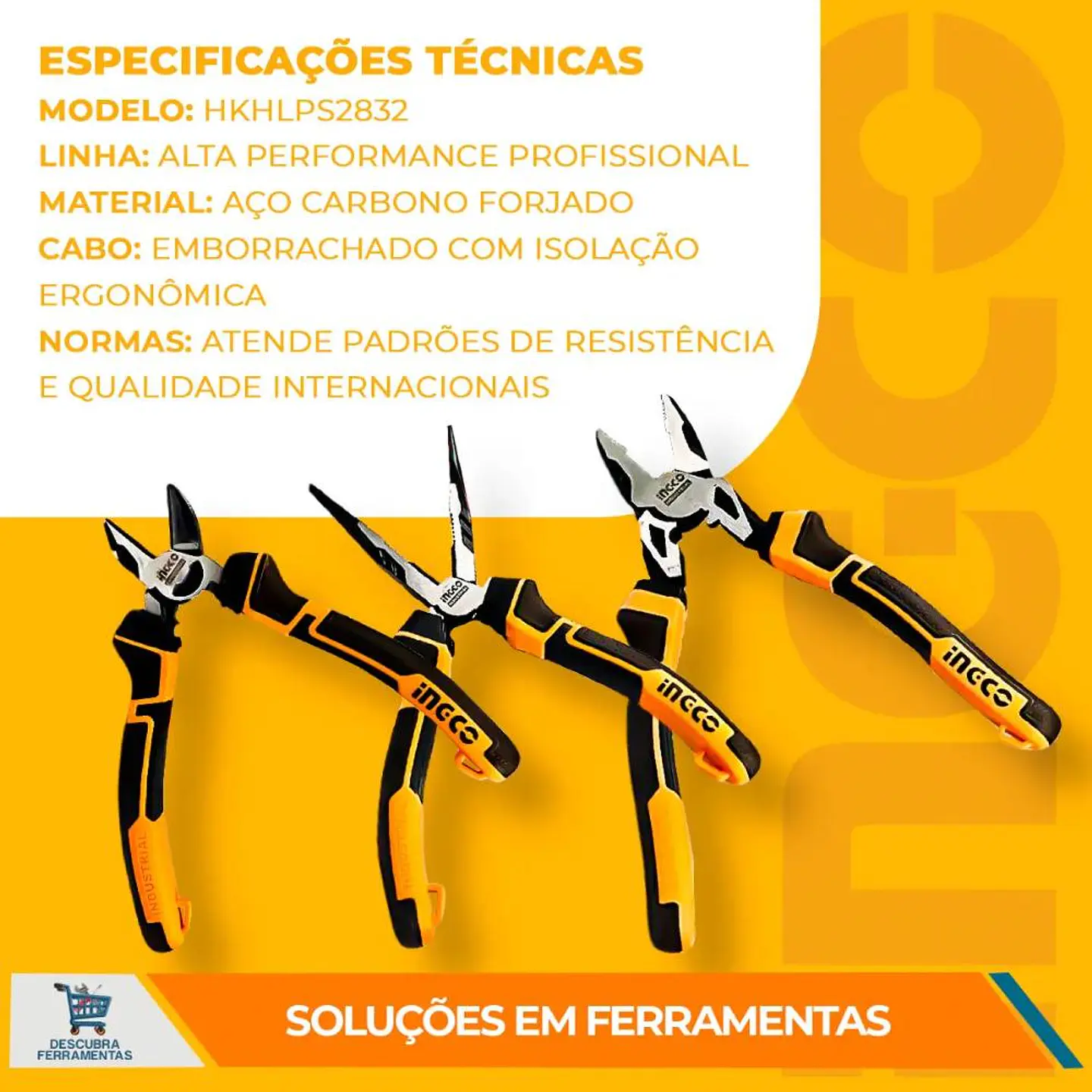 Set Juego De 3 Alicates Ingco Industrial 2832 Alta Resistenc 8