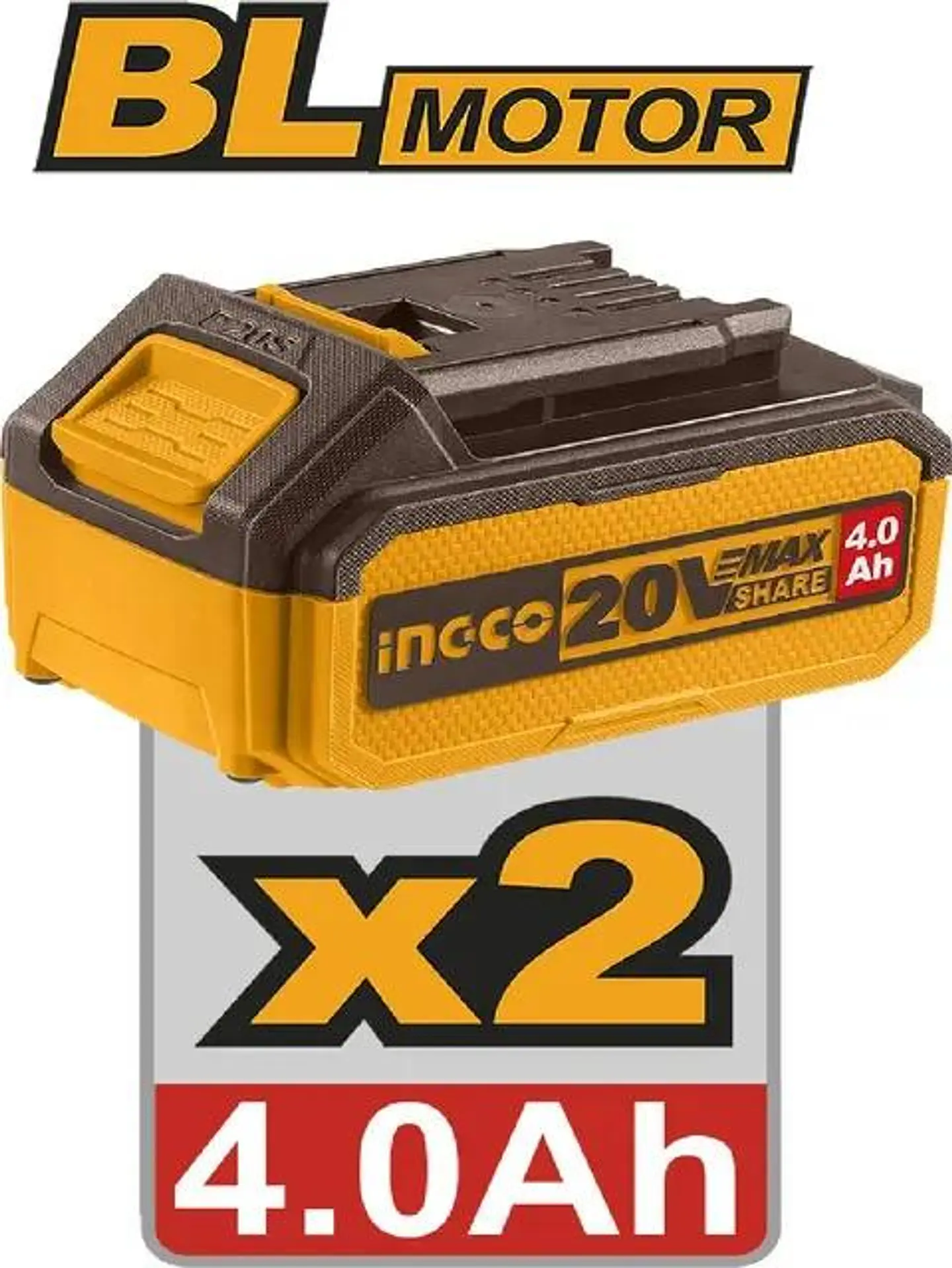 Taladro Percutor Bl 20v 96nm 2 Bate Maleta Ingco Cidli209686 Naranja Claro 50 Hz / 60 Hz 12
